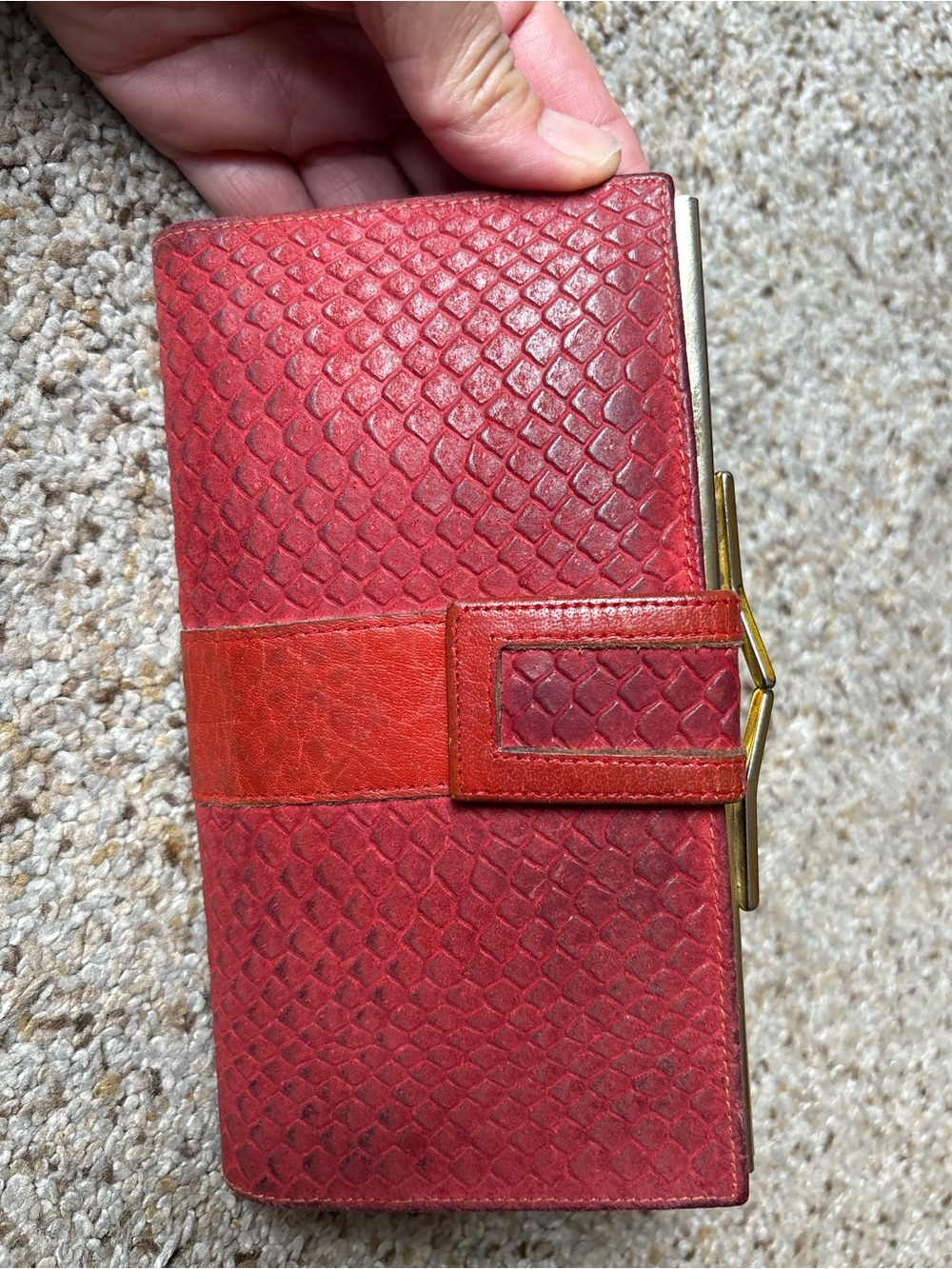Vintage Bond Street Leather Wallet with kiss lock coin holder